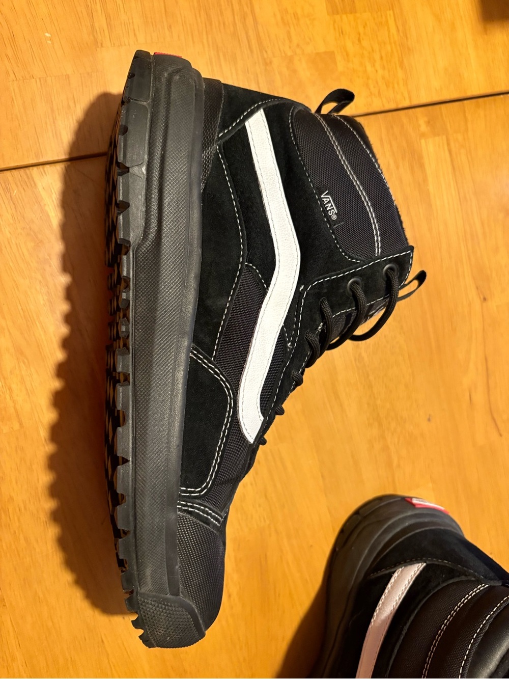 Vans Black High-Top Sneakers with White Side Stripe - Picture 2 of 8
